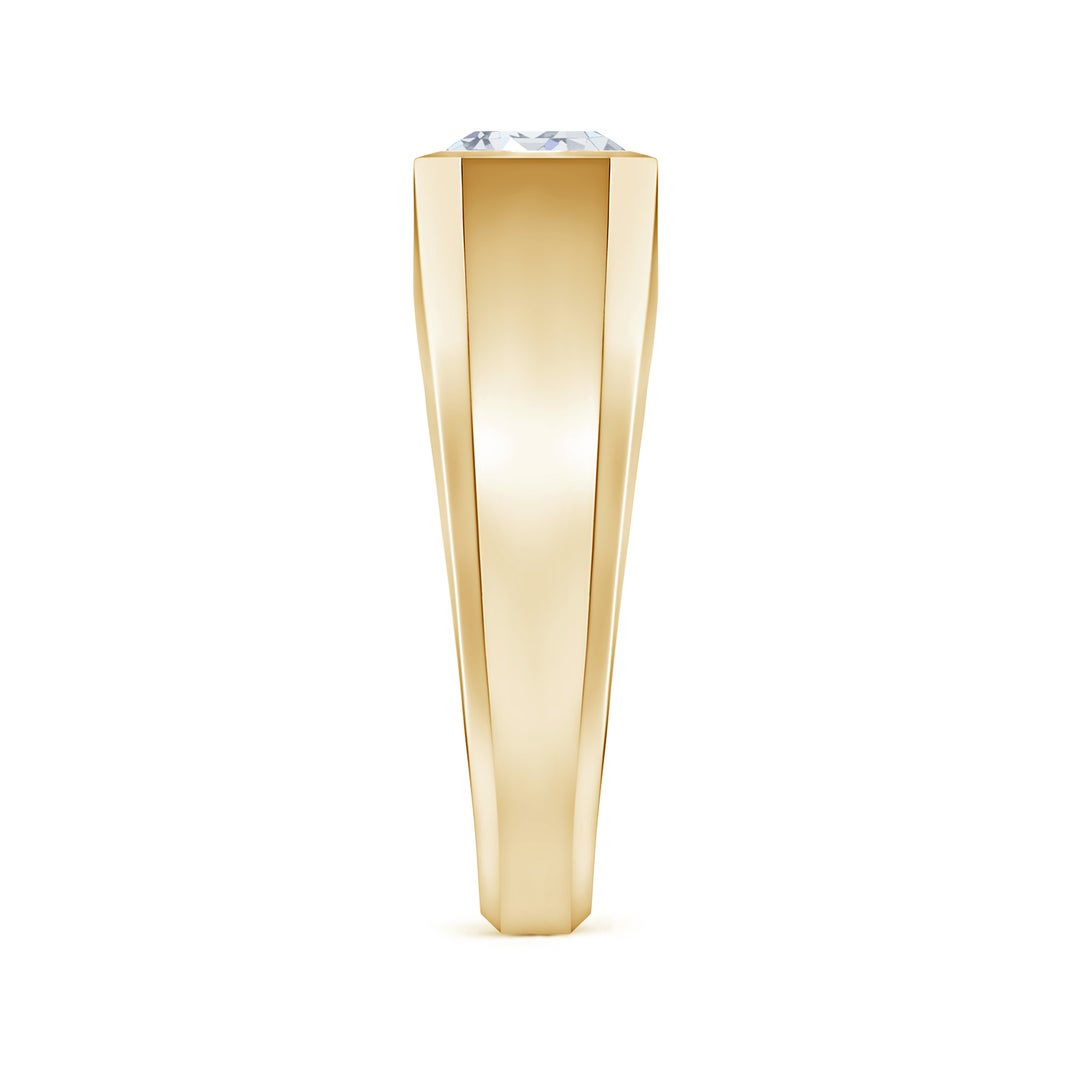 Bezel East–West Emerald-Cut Moissanite Men’s Signet Ring