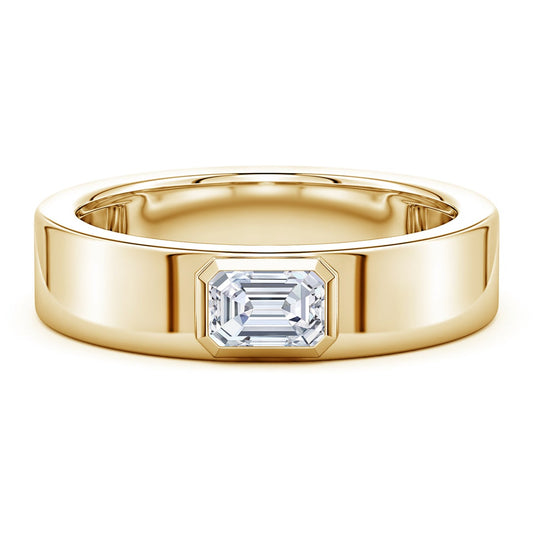 Bezel East–West Emerald-Cut Moissanite Men’s Wedding Band-6.2 mm