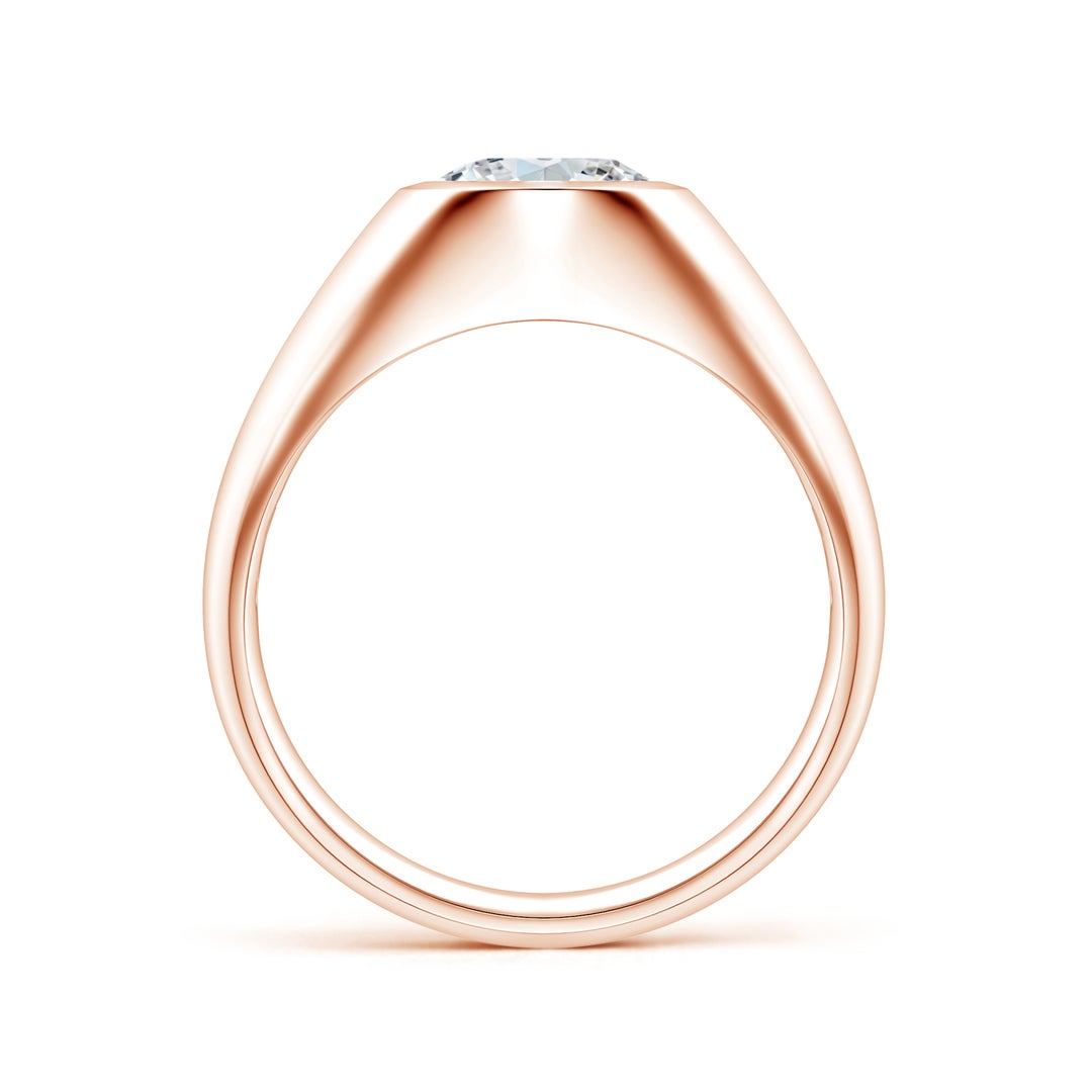 Bezel East–West Oval Moissanite Men's Signet Ring
