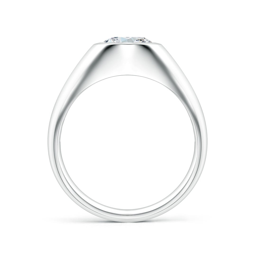 Bezel East–West Oval Moissanite Men's Signet Ring