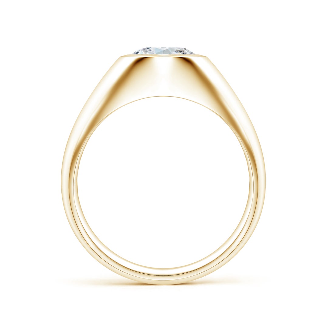 Bezel East–West Oval Moissanite Men's Signet Ring