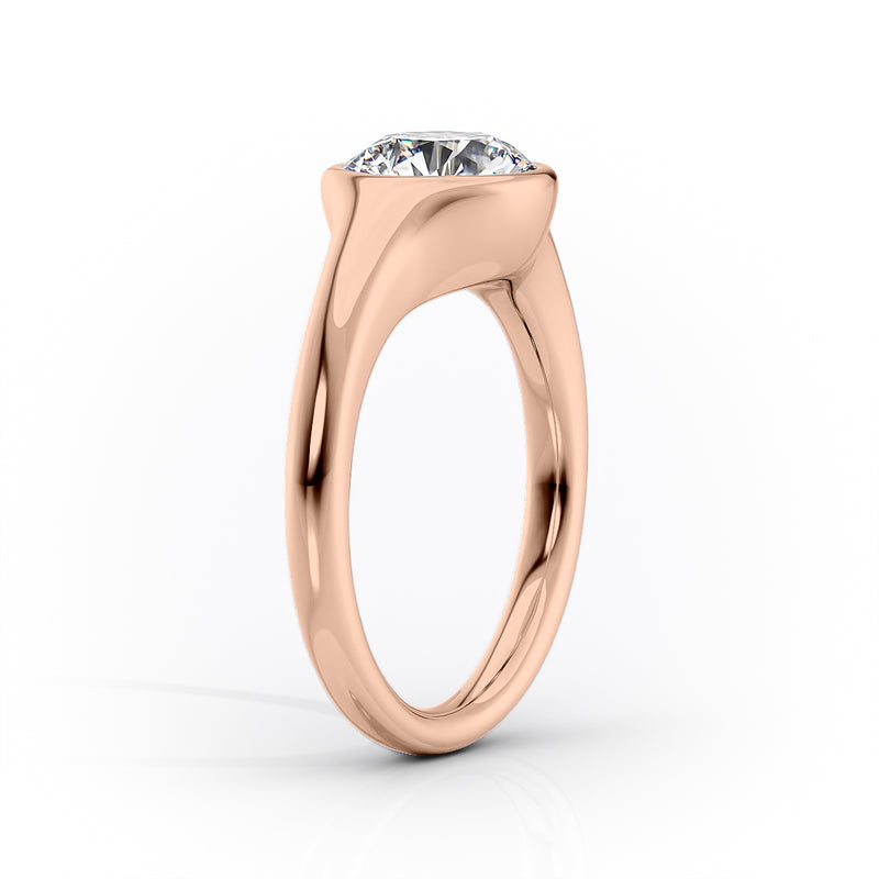 Bezel Oval Lab-Grown Diamond Low Profile Engagement Ring