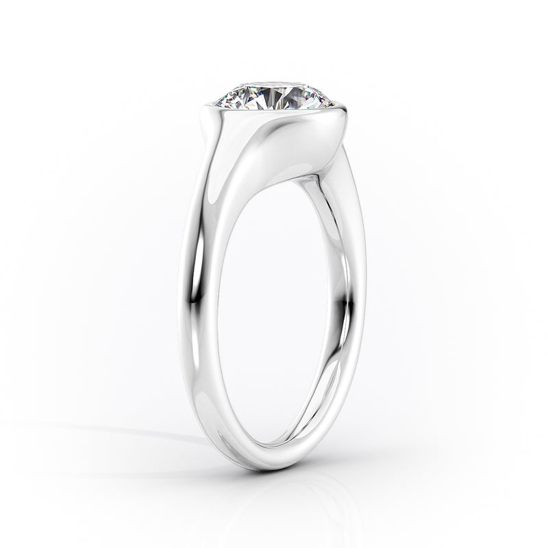 Bezel Oval Lab-Grown Diamond Low Profile Engagement Ring