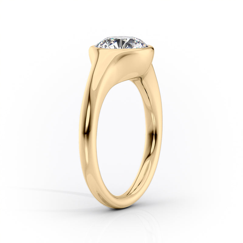 Bezel Oval Lab-Grown Diamond Low Profile Engagement Ring