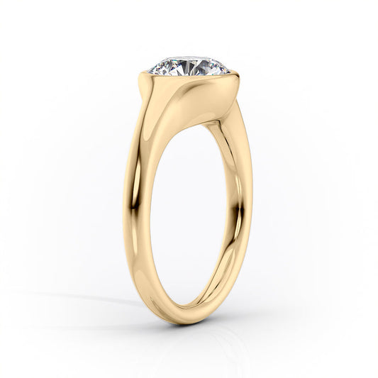 Bezel Oval Lab-Grown Diamond Low Profile Engagement Ring