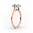 Bezel Oval Lab-Grown Diamondm Hidden Halo Pavé Accents Engagement Ring
