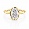 Bezel Oval Lab-Grown Diamondm Hidden Halo Pavé Accents Engagement Ring