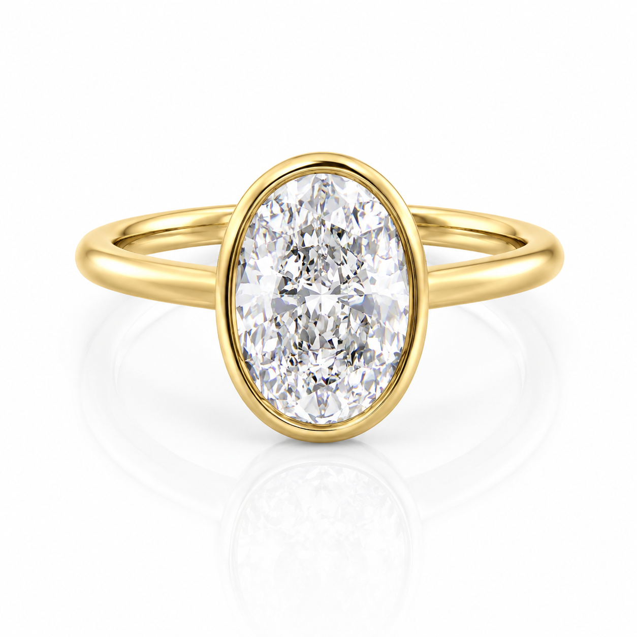 Bezel Oval Lab-Grown Diamondm Hidden Halo Pavé Accents Engagement Ring