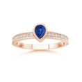 Bezel Pear Lab Sapphire with Moissanite Accents Stackable Promise Ring - 2.0 mm