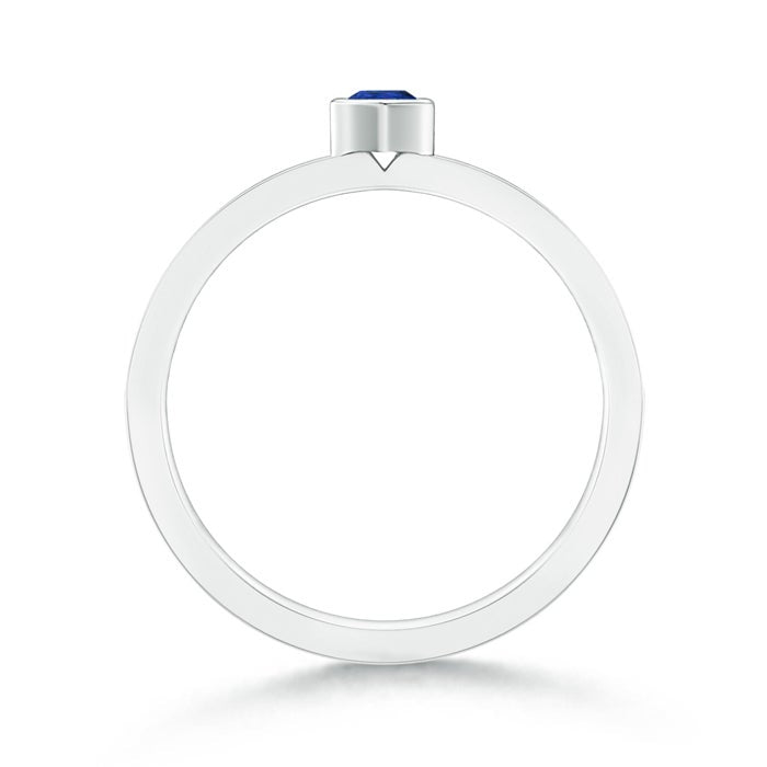 Bezel Pear Lab Sapphire with Moissanite Accents Stackable Promise Ring - 2.0 mm