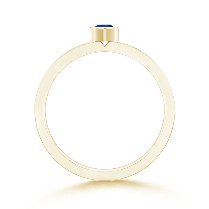 Bezel Pear Lab Sapphire with Moissanite Accents Stackable Promise Ring - 2.0 mm