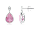 2.5 CTTW Bezel Pink Tourmaline with Moissanite Accents Teardrop Earrings