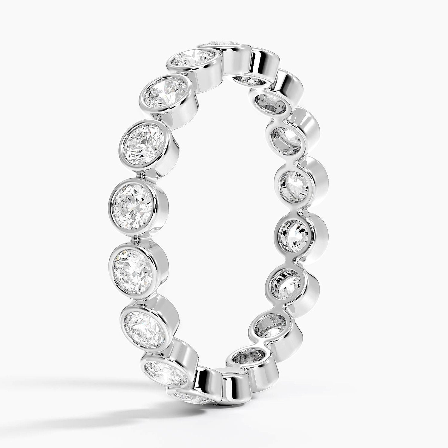 Bezel Round Eternity Moissanite Wedding Band-3.0mm