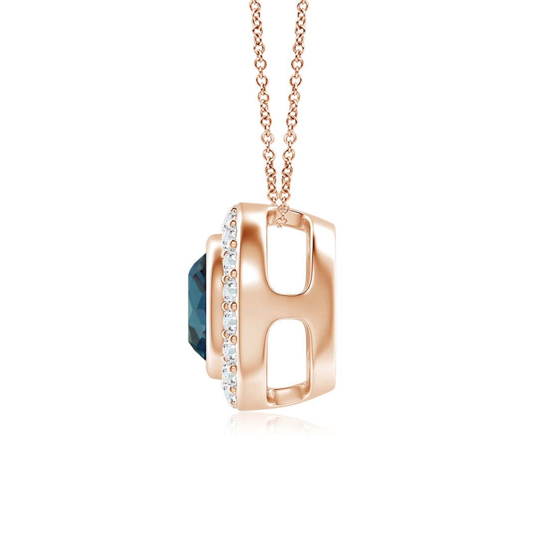 Bezel Round Lab-Grown Alexandrite with Moissanite Halo Pendant Necklace