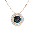 Bezel Round Lab-Grown Alexandrite with Moissanite Halo Pendant Necklace