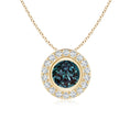 Bezel Round Lab-Grown Alexandrite with Moissanite Halo Pendant Necklace