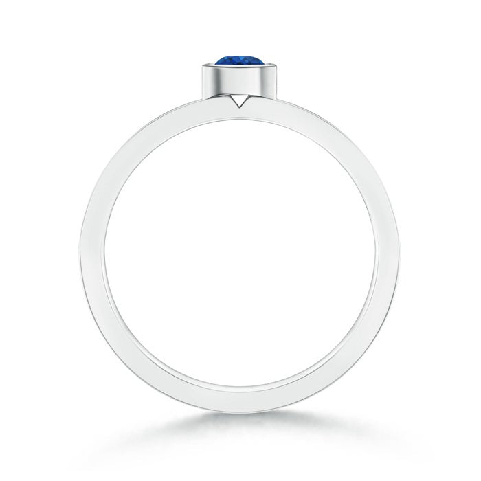 Bezel Round Lab Sapphire with Moissanite Accents Stackable Promise Ring - 2.0 mm