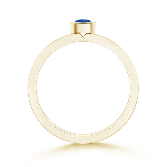 Bezel Round Lab Sapphire with Moissanite Accents Stackable Promise Ring - 2.0 mm