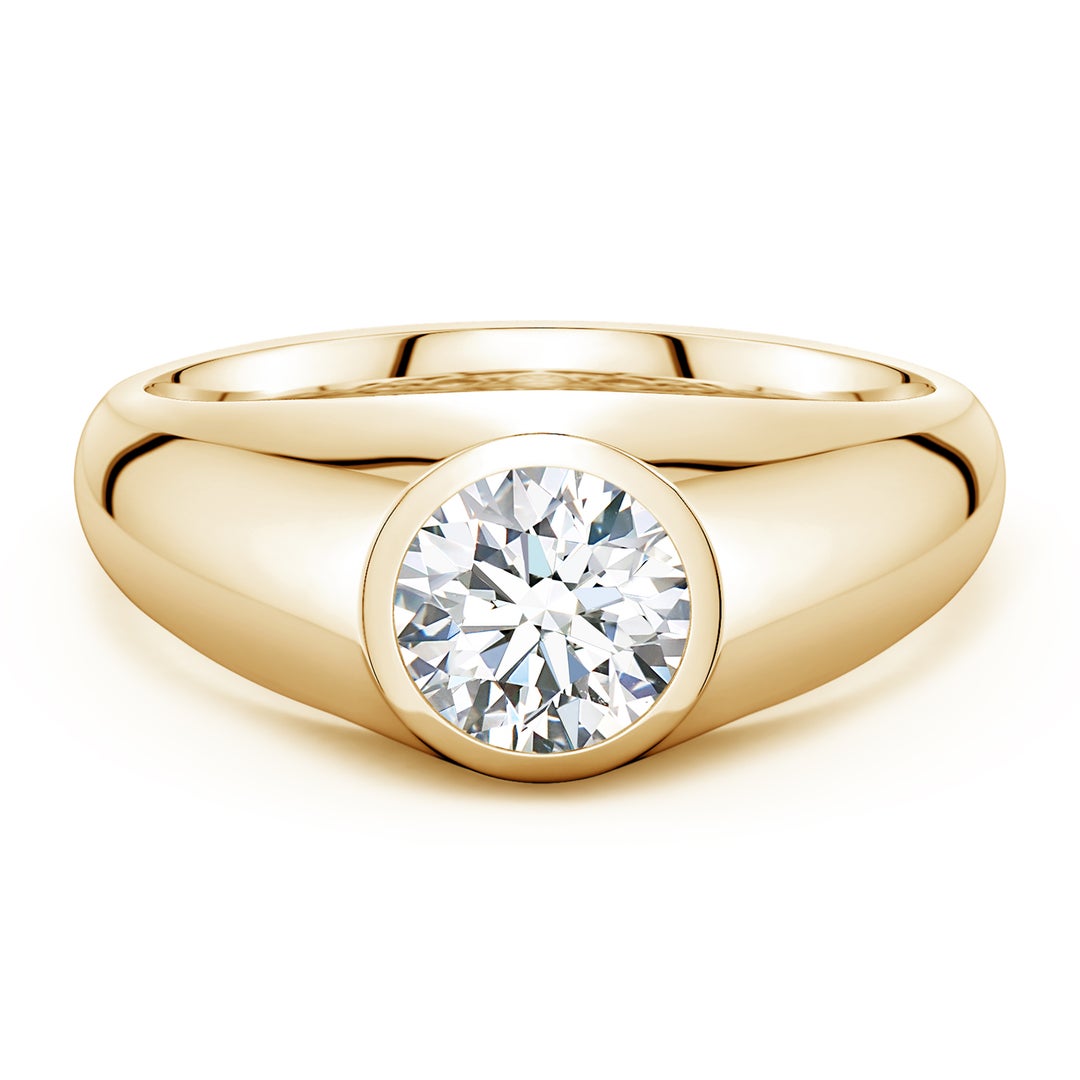 Bezel Round Moissanite Men's Signet Ring