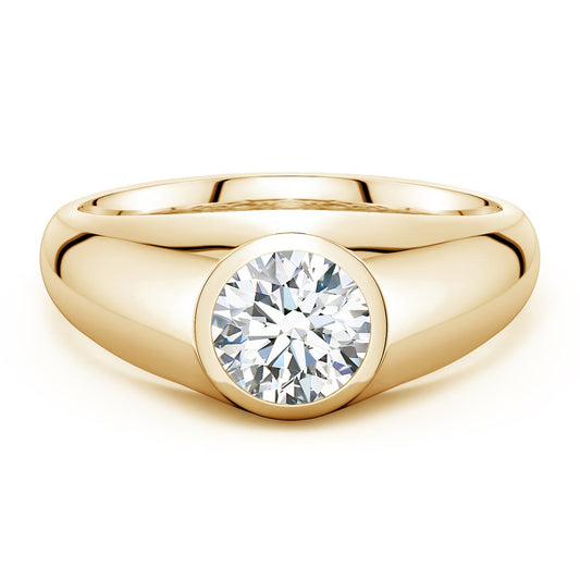 Bezel Round Moissanite Men's Signet Ring