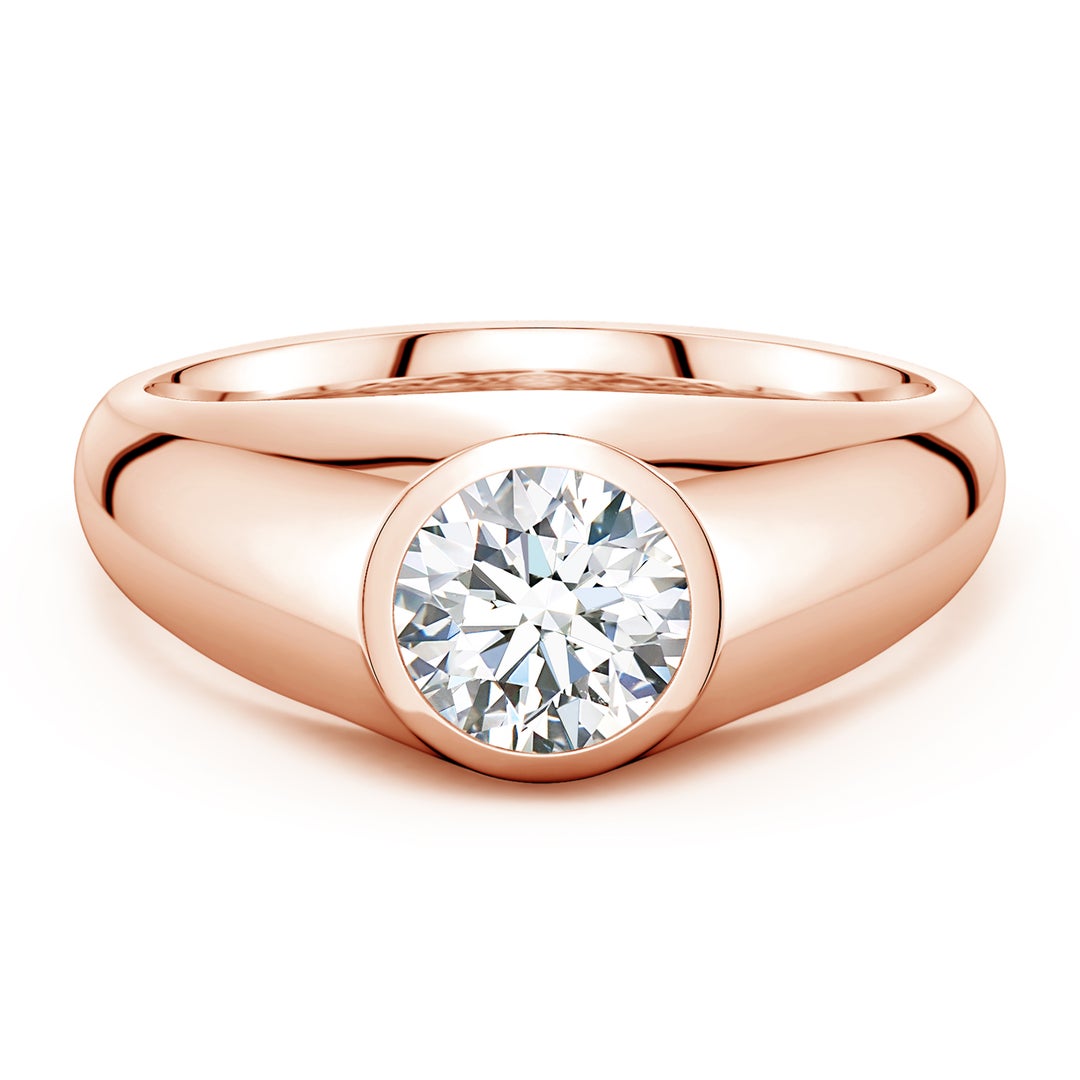 Bezel Round Moissanite Men's Signet Ring