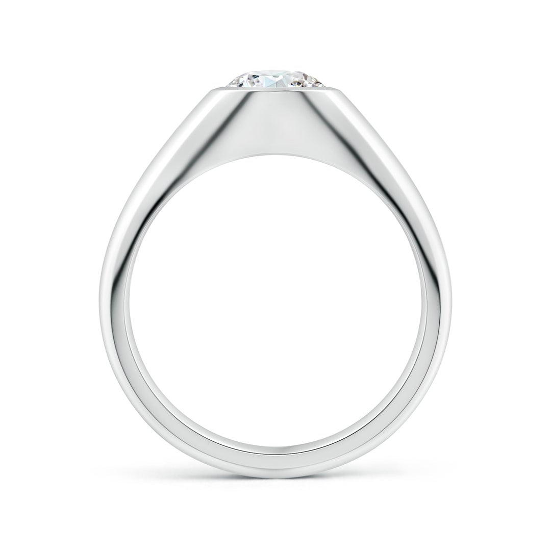 Bezel Round Moissanite Men's Signet Ring