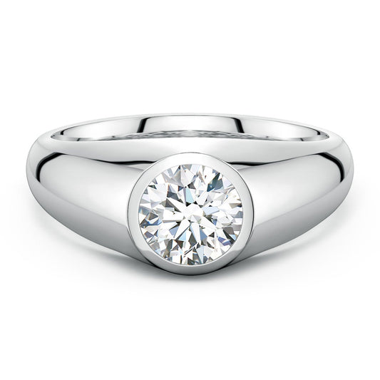 Bezel Round Moissanite Men's Signet Ring