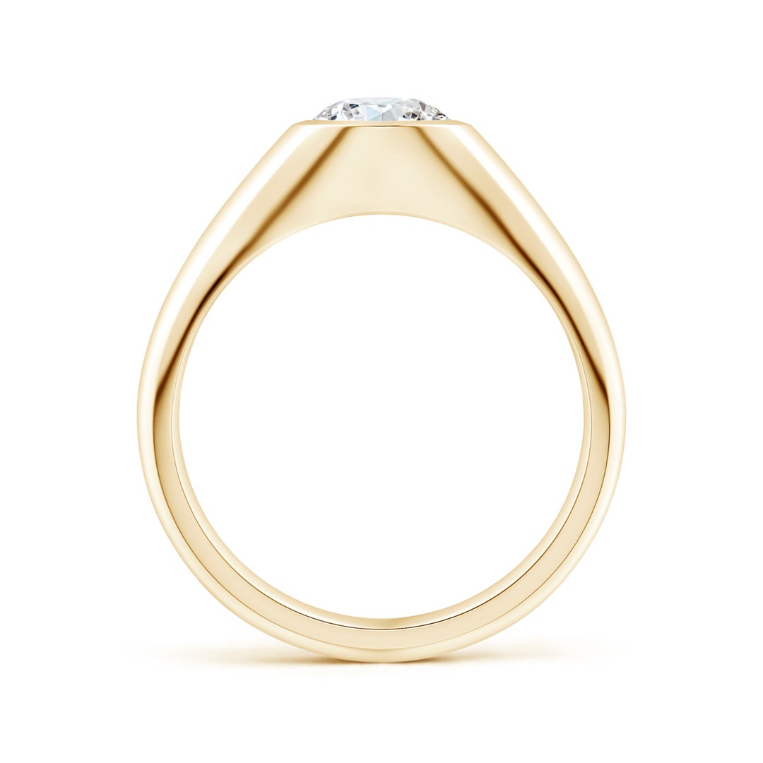 Bezel Round Moissanite Men's Signet Ring