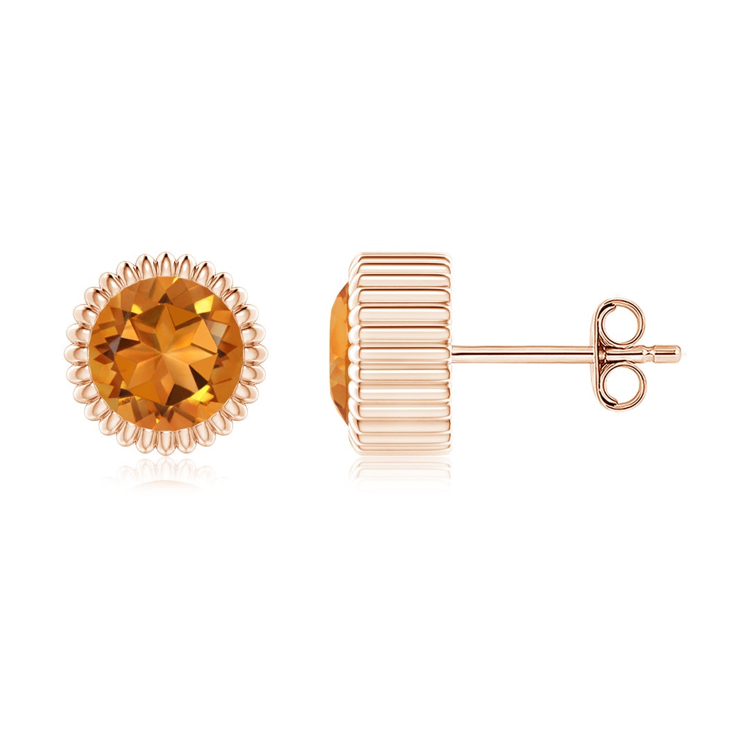 Bezel Set Citrine with Sunburst Halo Stud Earrings