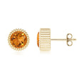 Bezel Set Citrine with Sunburst Halo Stud Earrings
