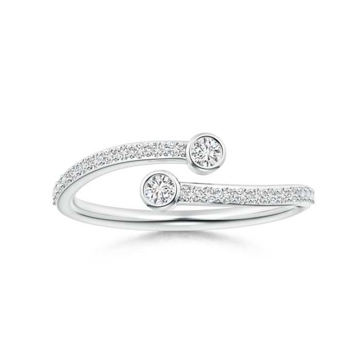 Bezel Set Double Moissanite Open Promise Ring