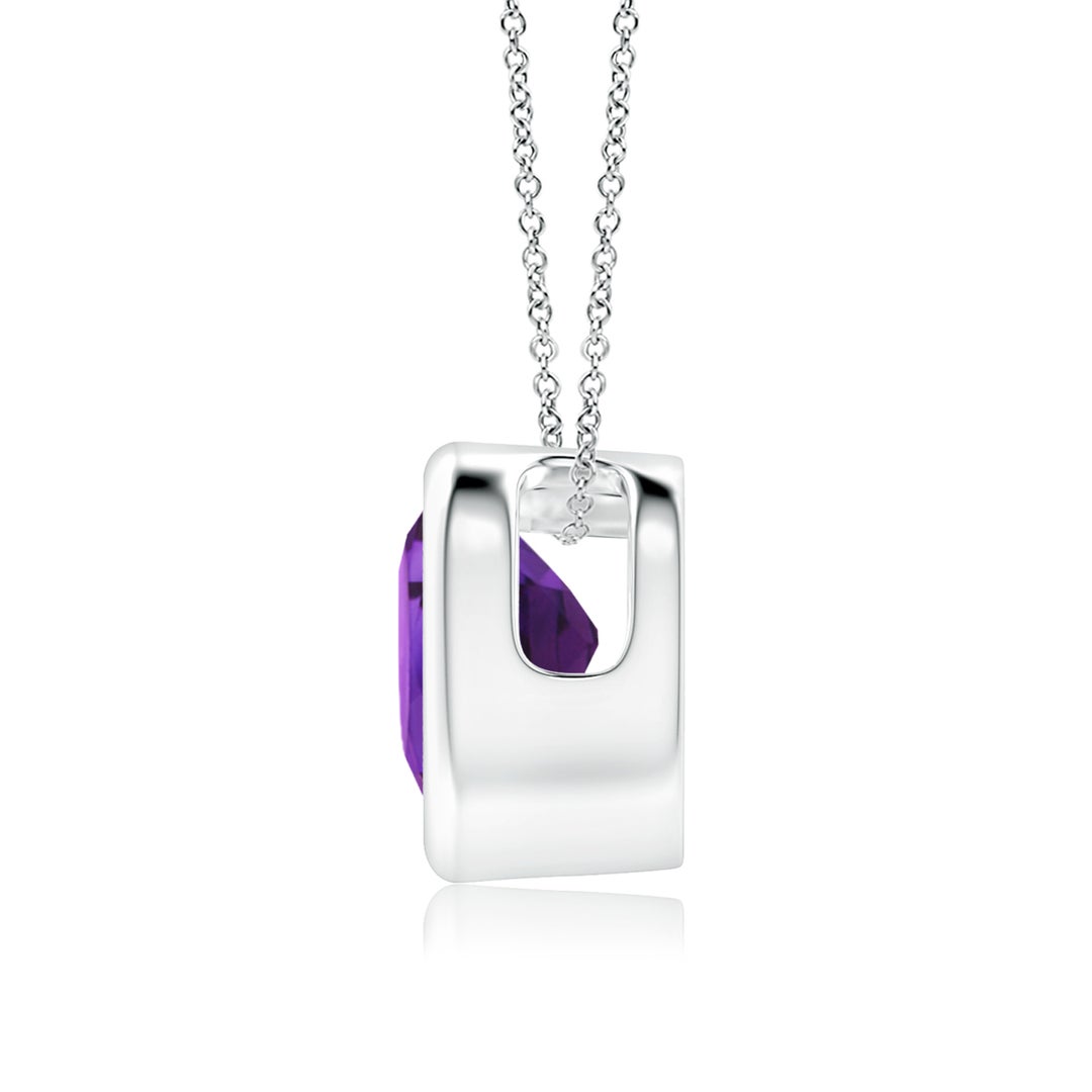 Bezel-Set Heart Amethyst Solitaire Pendant Necklace