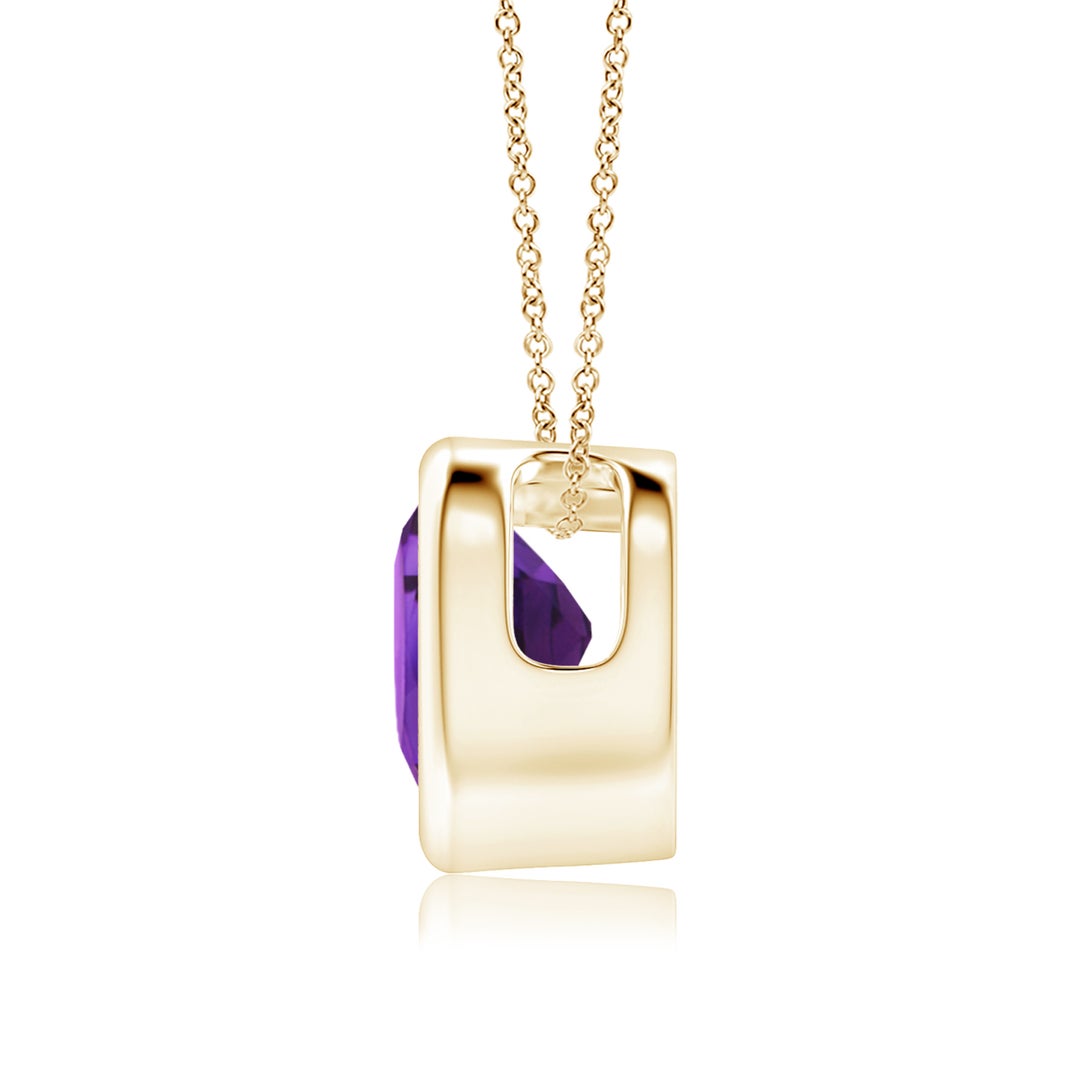 Bezel-Set Heart Amethyst Solitaire Pendant Necklace