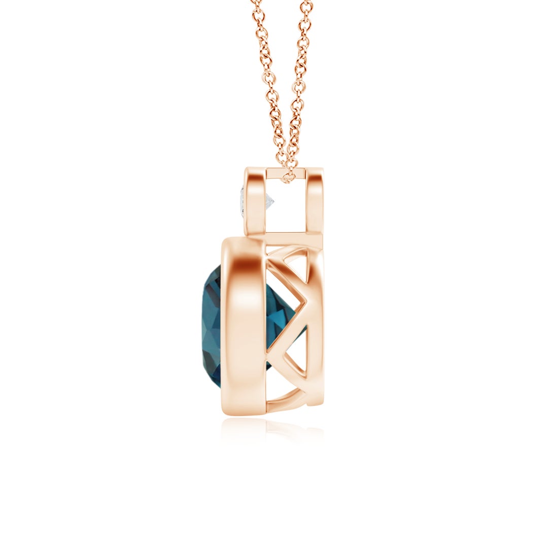 Bezel-Set Lab Alexandrite Solitaire with Moissanite Accent Pendant Necklace