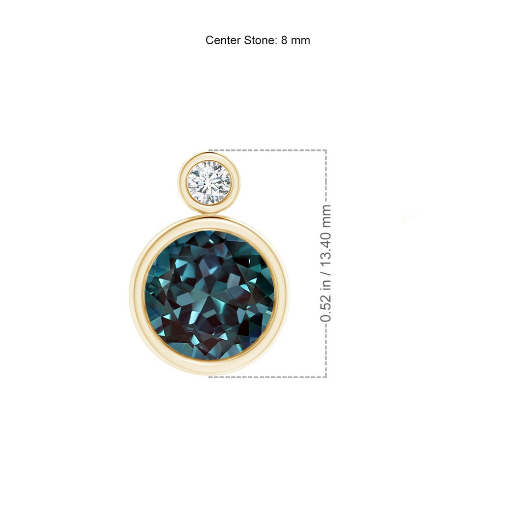 Bezel-Set Lab Alexandrite Solitaire with Moissanite Accent Pendant Necklace
