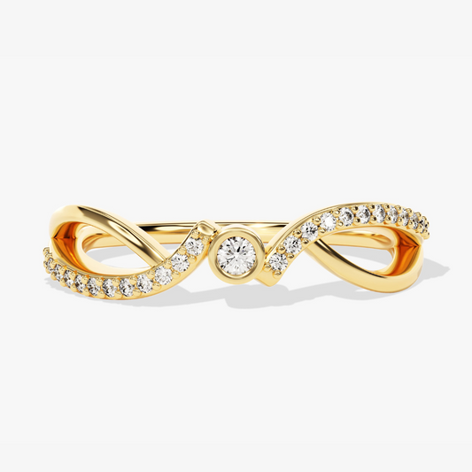 Bezel-Set Moissanite Promise Ring with Twisted Split Band