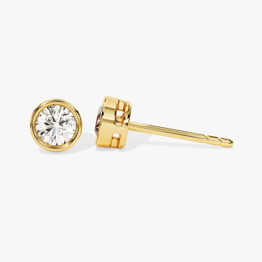 Bezel Set Round Cut Moissanite Stud Earrings