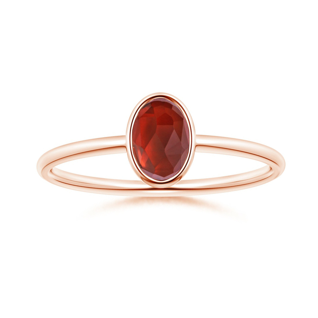 Bezel-Set Oval Garnet Promise Ring – 1.6 mm