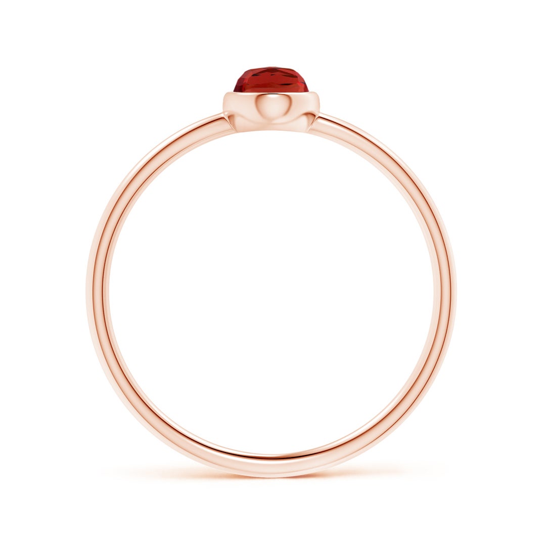 Bezel-Set Oval Garnet Promise Ring – 1.6 mm