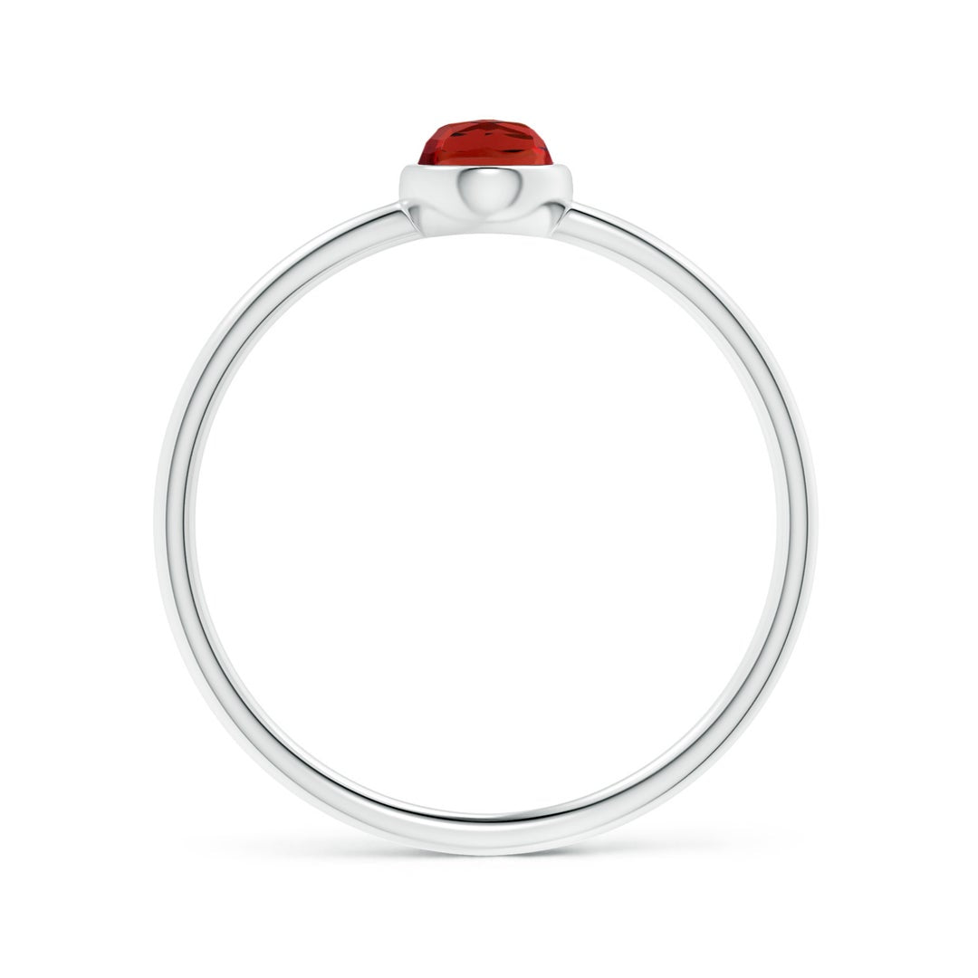 Bezel-Set Oval Garnet Promise Ring – 1.6 mm