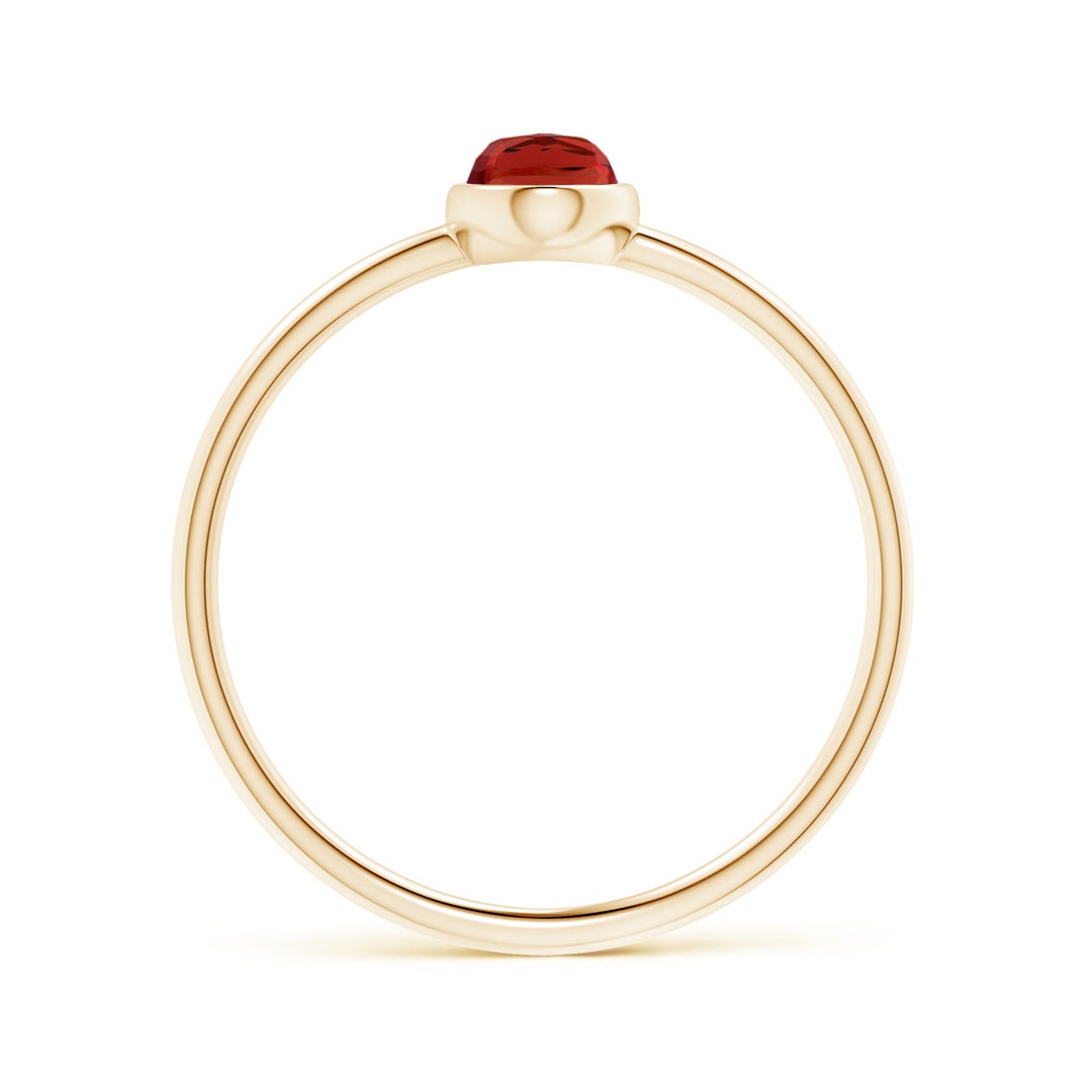 Bezel-Set Oval Garnet Promise Ring – 1.6 mm