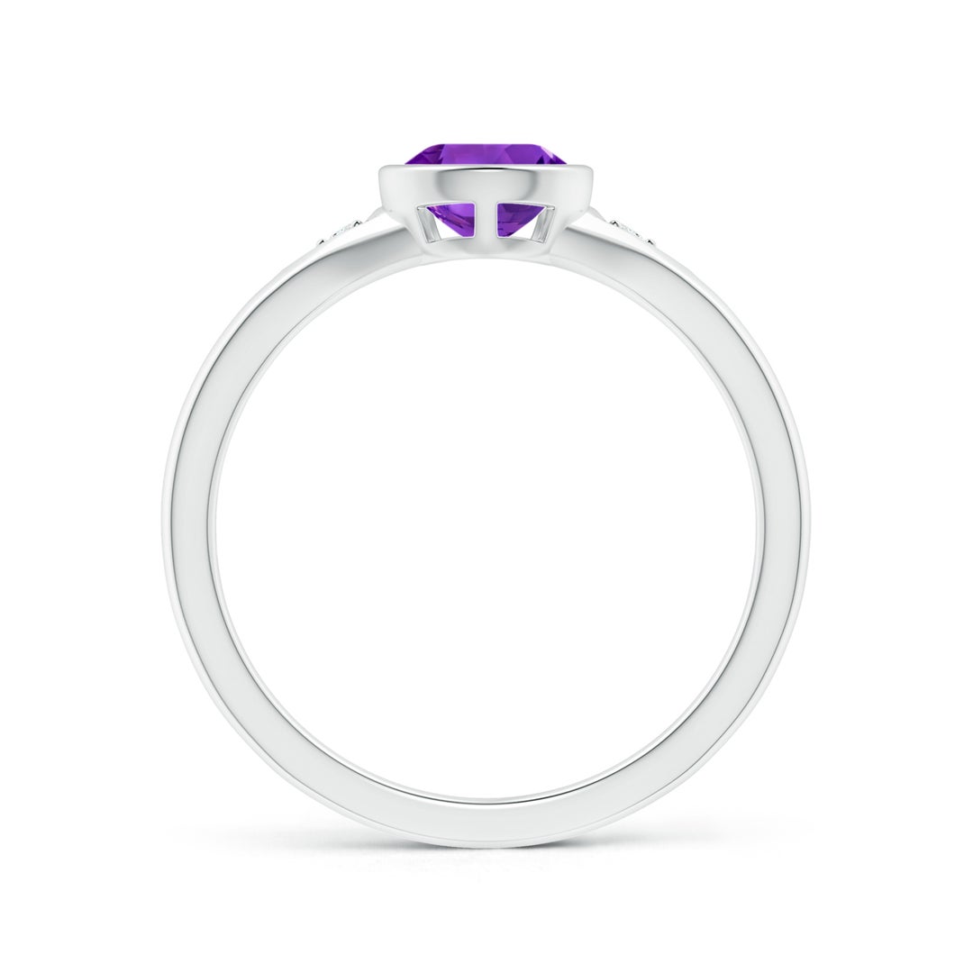 Bezel-Set Pear Amethyst with Recessed Moissanite Accents Engagement Ring