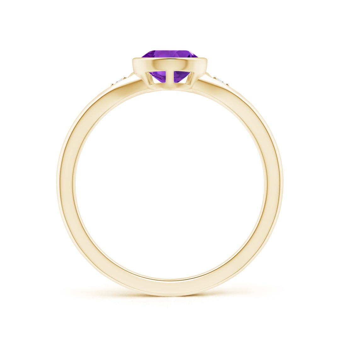 Bezel-Set Pear Amethyst with Recessed Moissanite Accents Engagement Ring
