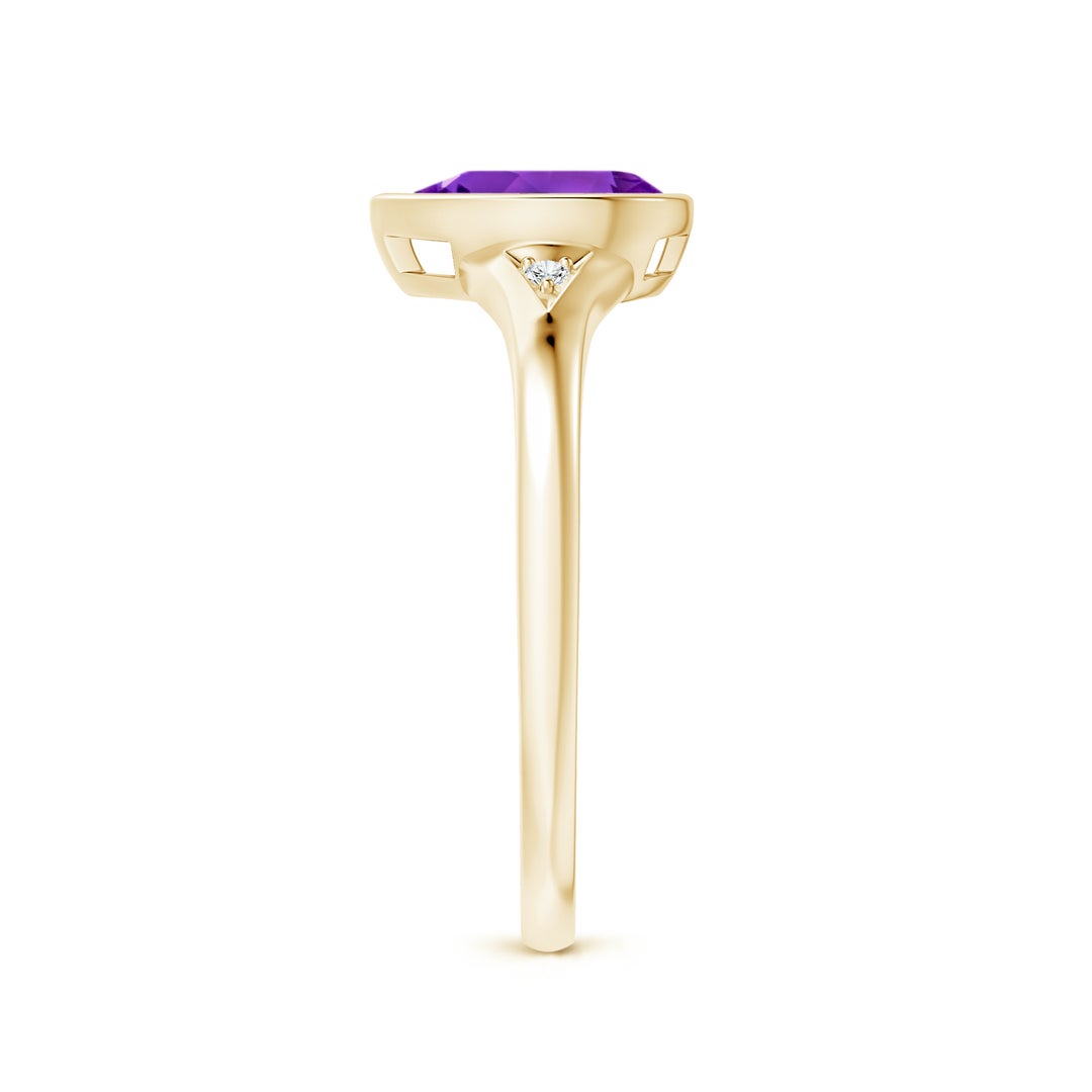 Bezel-Set Pear Amethyst with Recessed Moissanite Accents Engagement Ring