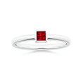 Bezel-Set Princess Cut Lab-Created Ruby Stackable Promise Ring – 2 mm