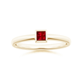 Bezel-Set Princess Cut Lab-Created Ruby Stackable Promise Ring – 2 mm