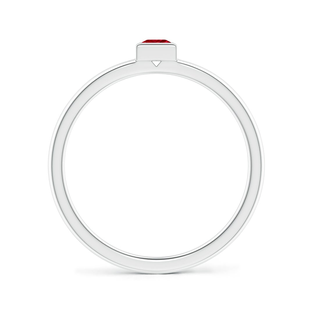 Bezel-Set Princess Cut Lab-Created Ruby Stackable Promise Ring – 2 mm