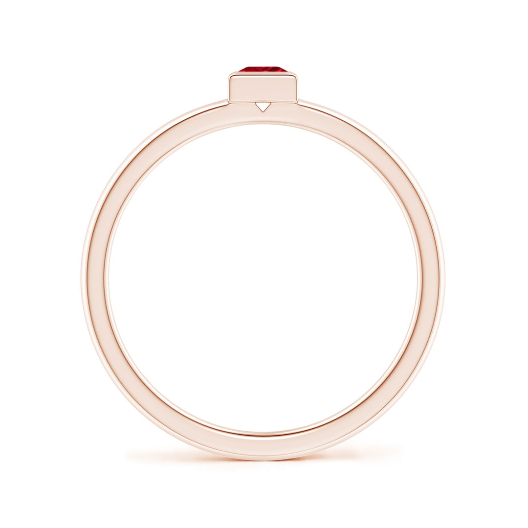 Bezel-Set Princess Cut Lab-Created Ruby Stackable Promise Ring – 2 mm