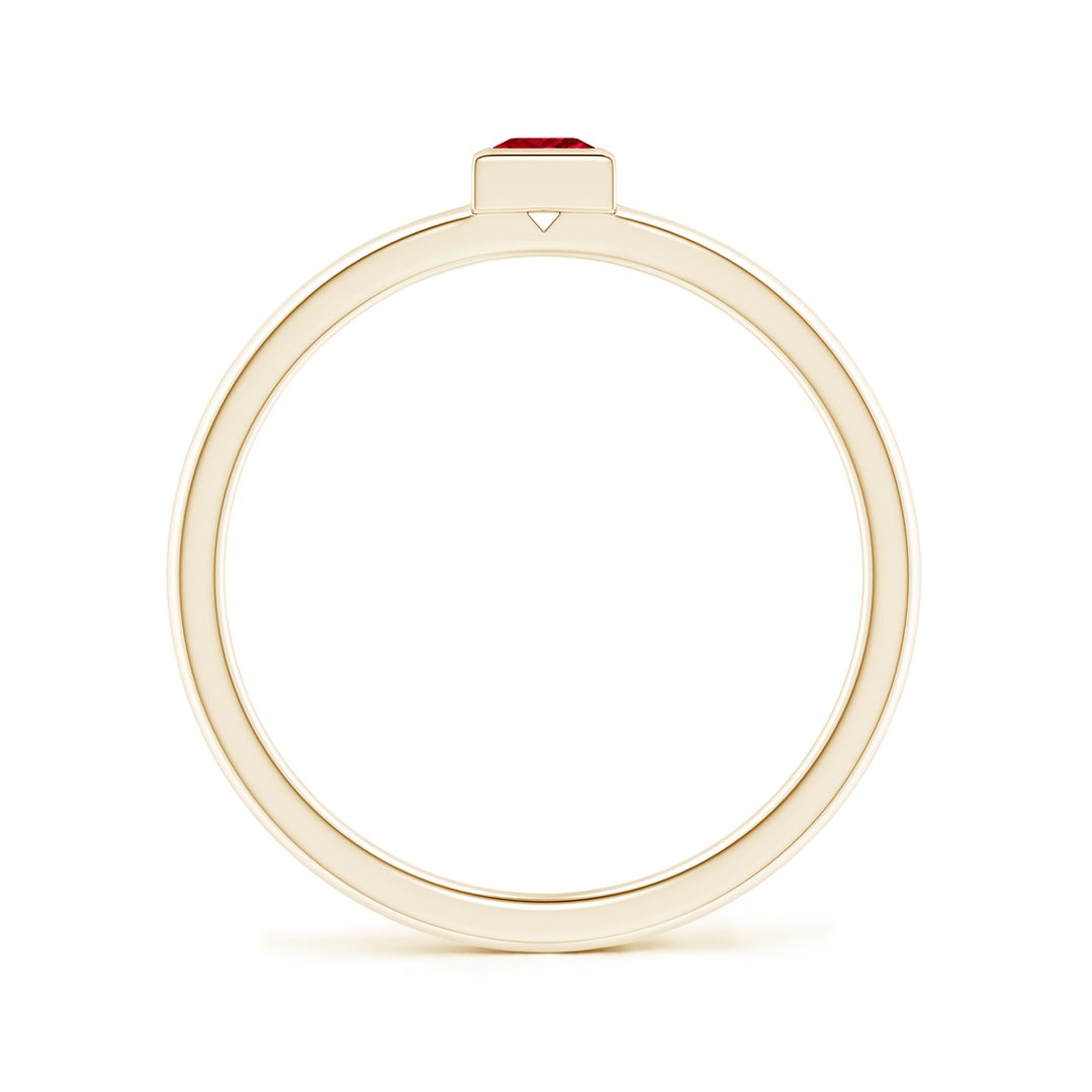 Bezel-Set Princess Cut Lab-Created Ruby Stackable Promise Ring – 2 mm