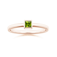Bezel-Set Princess Cut Peridot Stackable Promise Ring – 2 mm